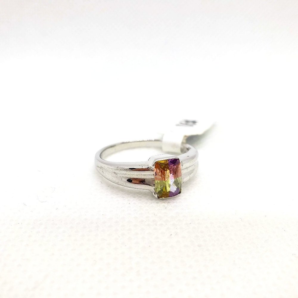 Lucky Stone Rect Sterling Silver Ring Size 9